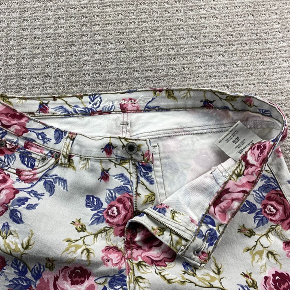 Blue Notes Floral Jeans Women 34 White Denim Pants Low Rise Super Skinny 34X30 - Picture 2 of 16